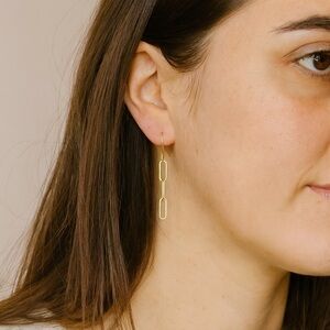Gold Plated Paper Clip Chain Earrings
